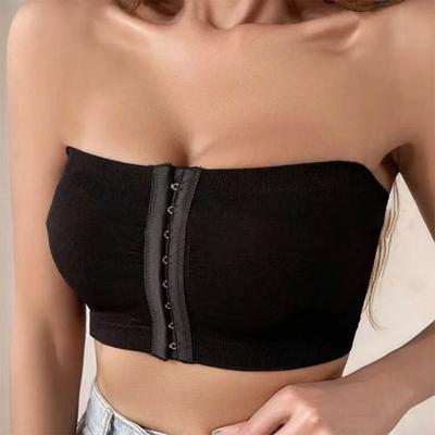 Trägerloser BH für Damen, Frontverschluss, rutschfest, gepolstert, Bandeau-BH, kabellos, Push-Up-Bralette, nahtloses Tube-Top