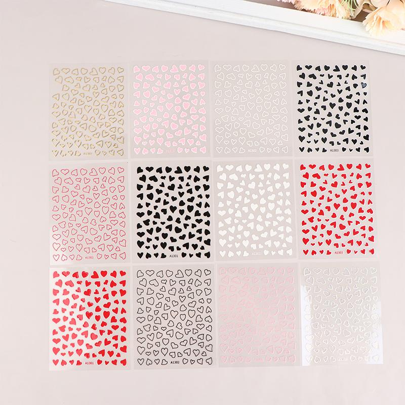 Hollow Heart Sticker For Nail Gold Pink Love For Women Slider Nail Art Decoration Holographic Manicure Accessory