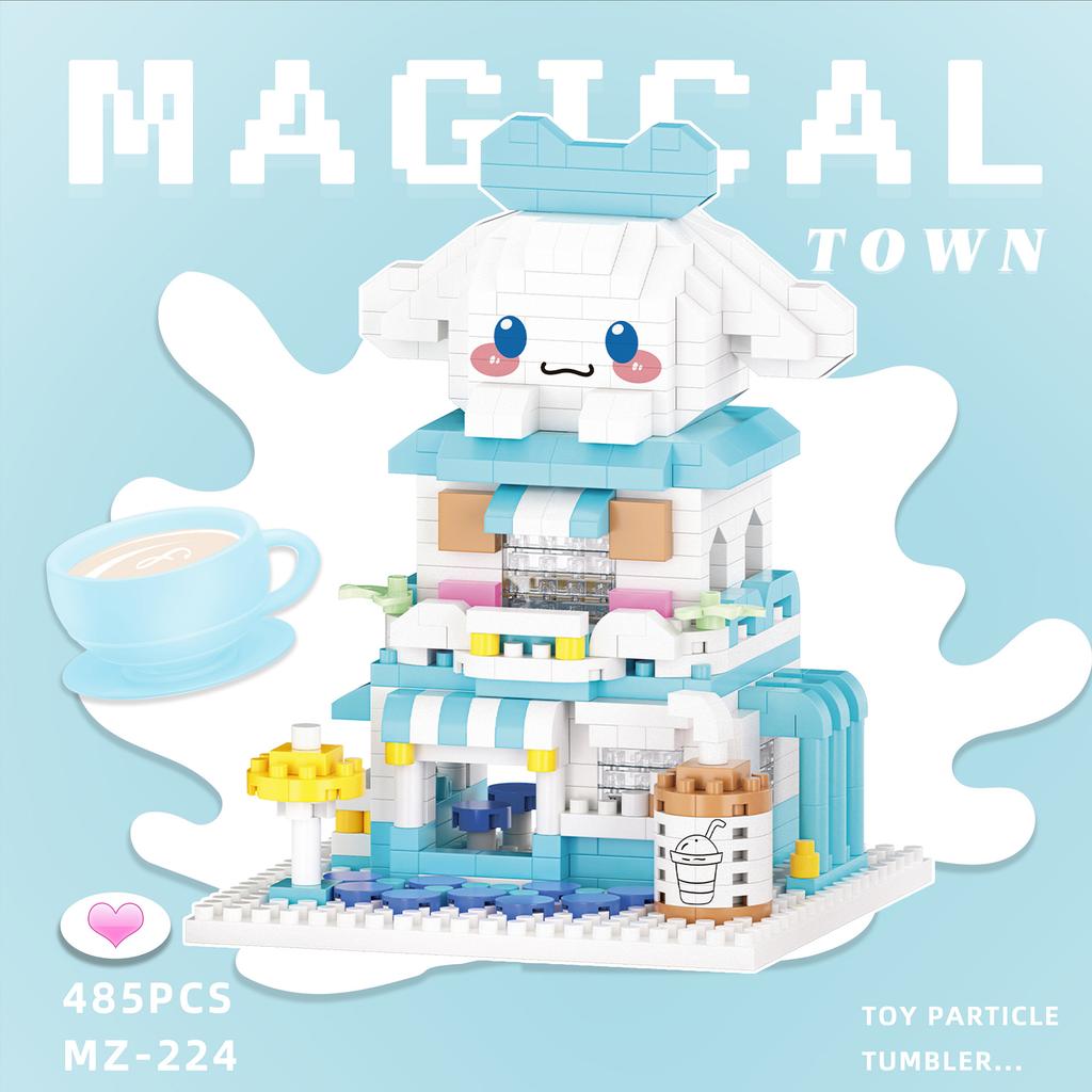 Sanrio Building Blocks Disney Kuromi My Melody Strawberry Bear Pochacco Small Pellet Street Scene Jigsaw Toy Model Gift