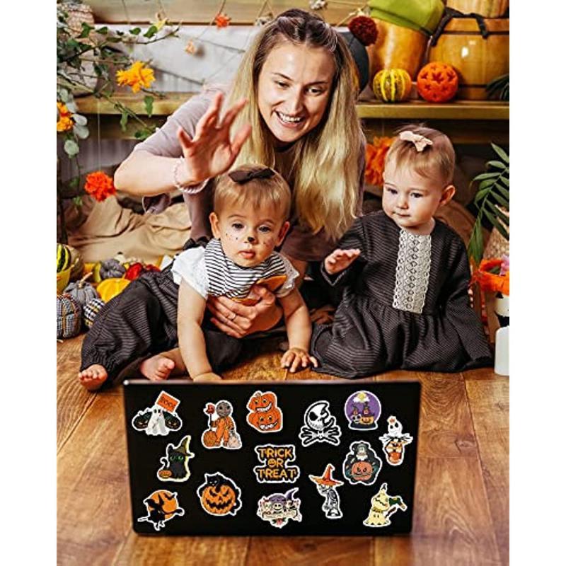 100PCS Halloween Pumpkin Stickers, Waterproof Household Decoration Stickers, Reusable Fashion Stickers