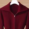 Fashion Zipper Knitted Cardigan Sweater Women Tops Autumn Winter High-End Long Sleeve Slim Knitwear Jacket Female
