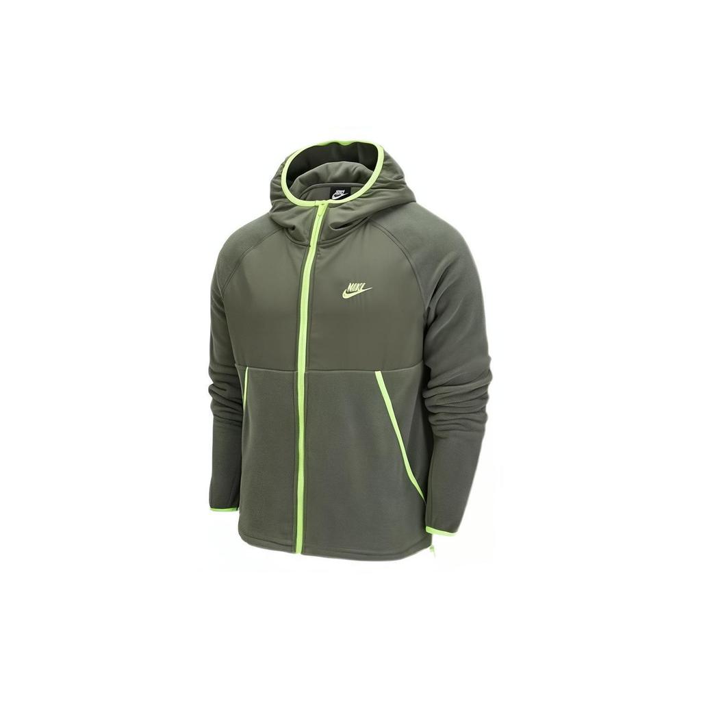 Nike Sportswear Full-Zip Fleece-Lined Hooded Jacket Men Outerwear Green DM1220-380