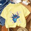 Cute Children Crew Neck Tee Stitch Popular Cartoon For Boys Girls Summer Casual Fashion Wear