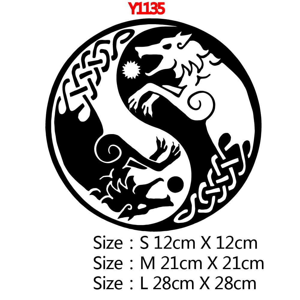 Fashion Yin And Yang Animals Car Sticker Styling Engine Hood Motorcycle Decal Decor Mural Vinyl Covers Autosticker Car-Styling