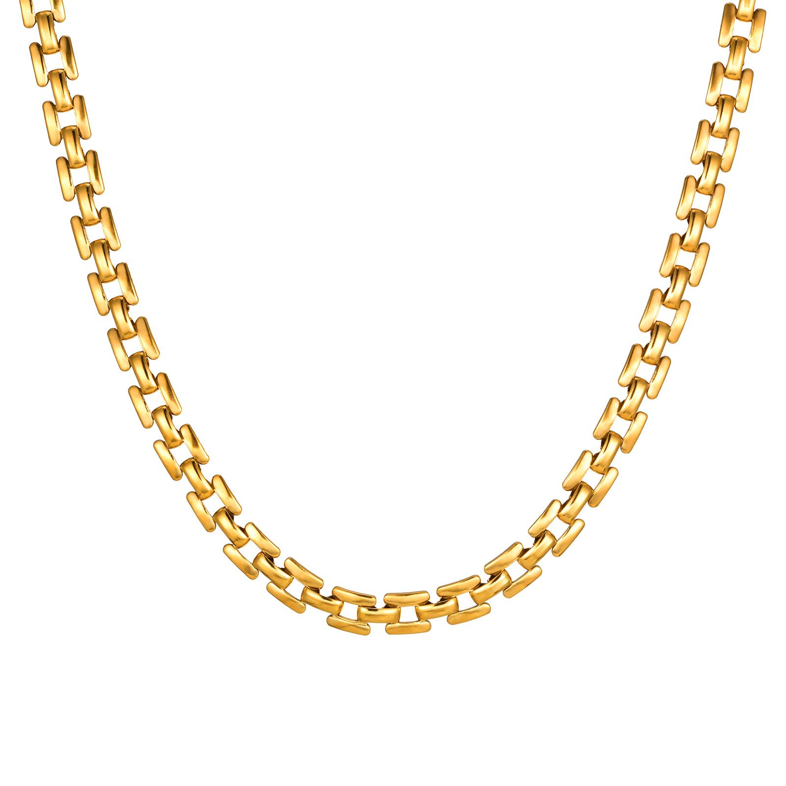 

Punk Strap Chain Necklace for Women,Stainless Steel Gold Color Retro Street Trend Necklaces,Fashion Jewelry Gift