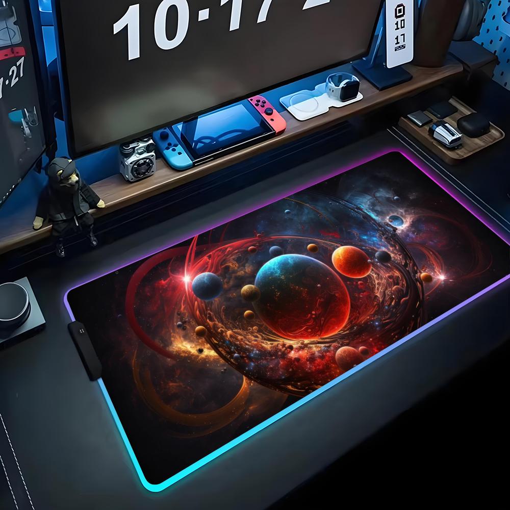 AI art painting Mouse Pad RGB Gaming Mousepad Big LED Pad PC Desk Mat Luminous Mouse Pad Large Keyboard Mats Table Rug With