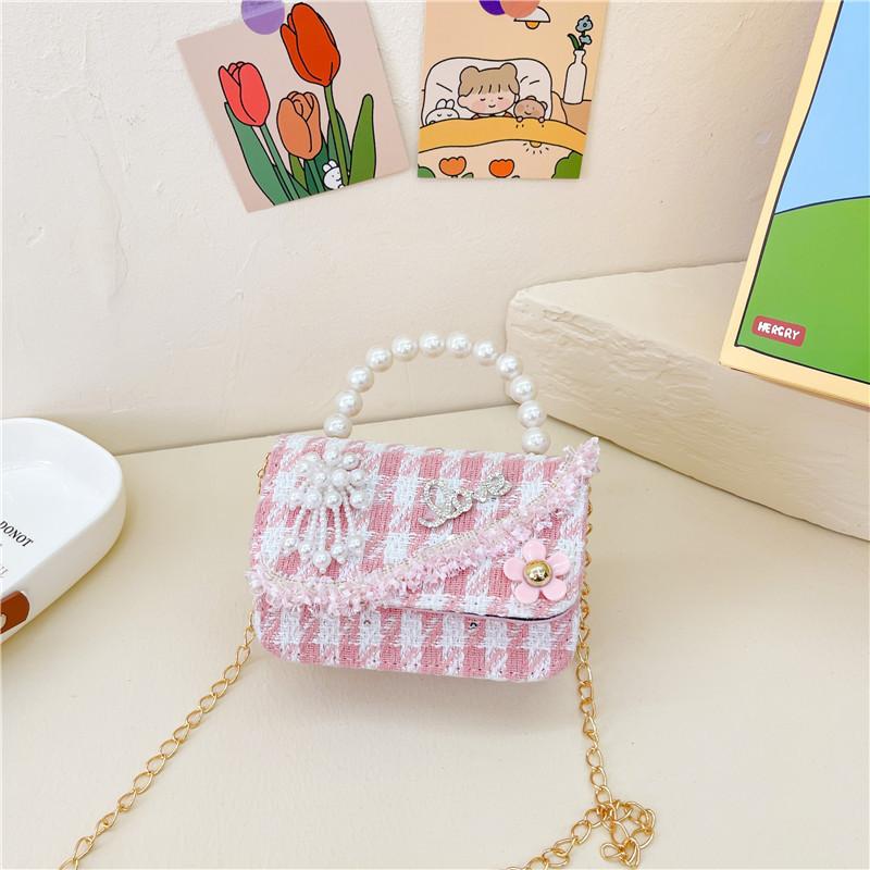 Simulated Pearl Chain Handbag Children Shoulder Bag Outdoor Trendy Crossbody Bag