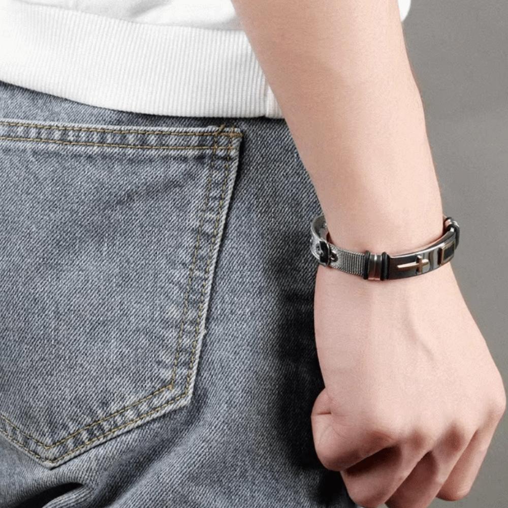 Stainless Steel Religious Bracelet Waterproof Fashion Bracelet Cross Bangles  Daily Use
