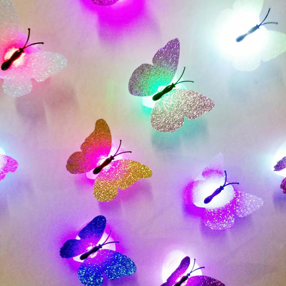 Doppelschichtige Schmetterlings-Nachtlichter Kreative Bunte Leuchtende Schmetterlingslichter Aufklebbare LED-Dekor-Wandlampe