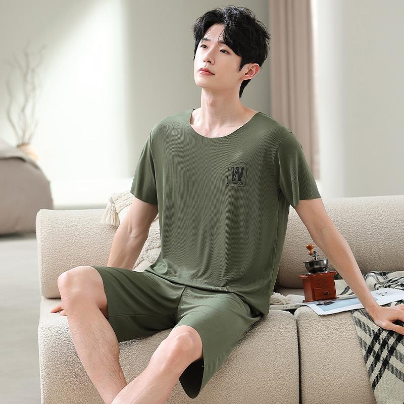 

летние мужские пижамы топы и шорты МОДАЛ ХЛОПОК прохладно пижамы домашняя одежда для студентов двухкомпонентные пижамы с буквами молодежная ночная одежда домашняя одежда L