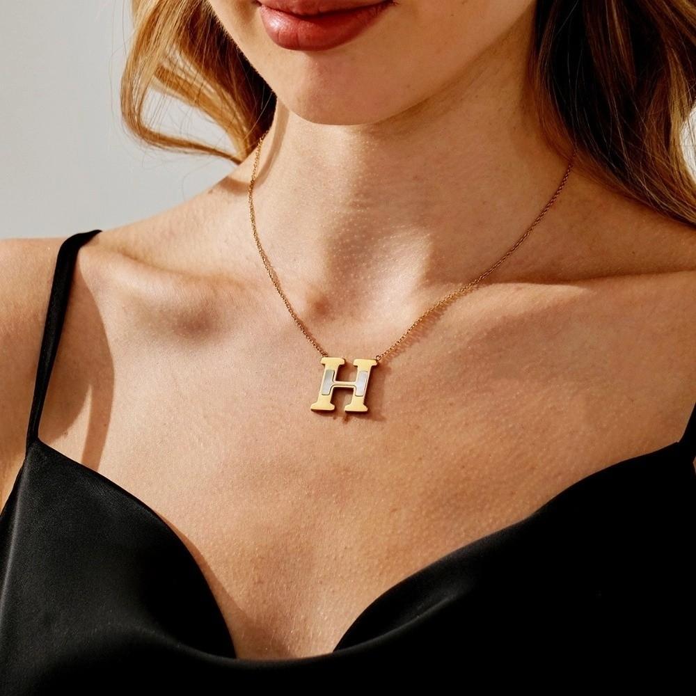 Combination Name Uppercase Pendant Necklace Letter A to Z Couple Clavicle Chain  Summer