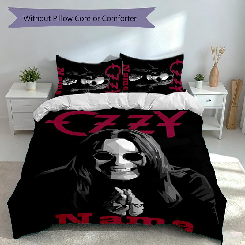 3pcs Custom Name Rock Ozzy Osbourne Bedding Set,Includes 1 Duvet Cover and 2 Pillowcases,All-season Bedroom Decor