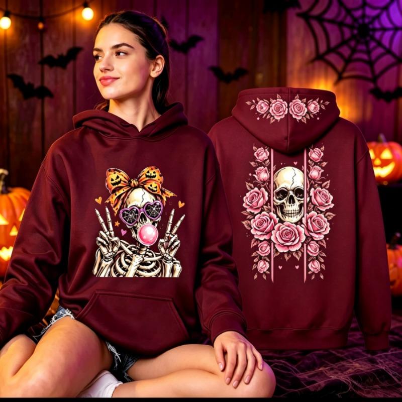 Funny Cute Skeleton Halloween Hoodie Skeleton Men Women Vintage Horror Graphic Pullover Sweatshirt Spooky Gothic Hoodies