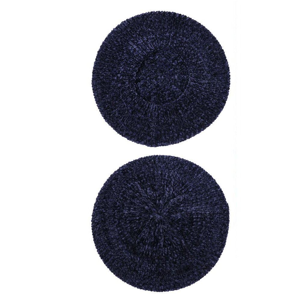 Foldable Warm Winter Hat Knitted Plain Beret Cap Comfortable Casual Beret For Women Ladies