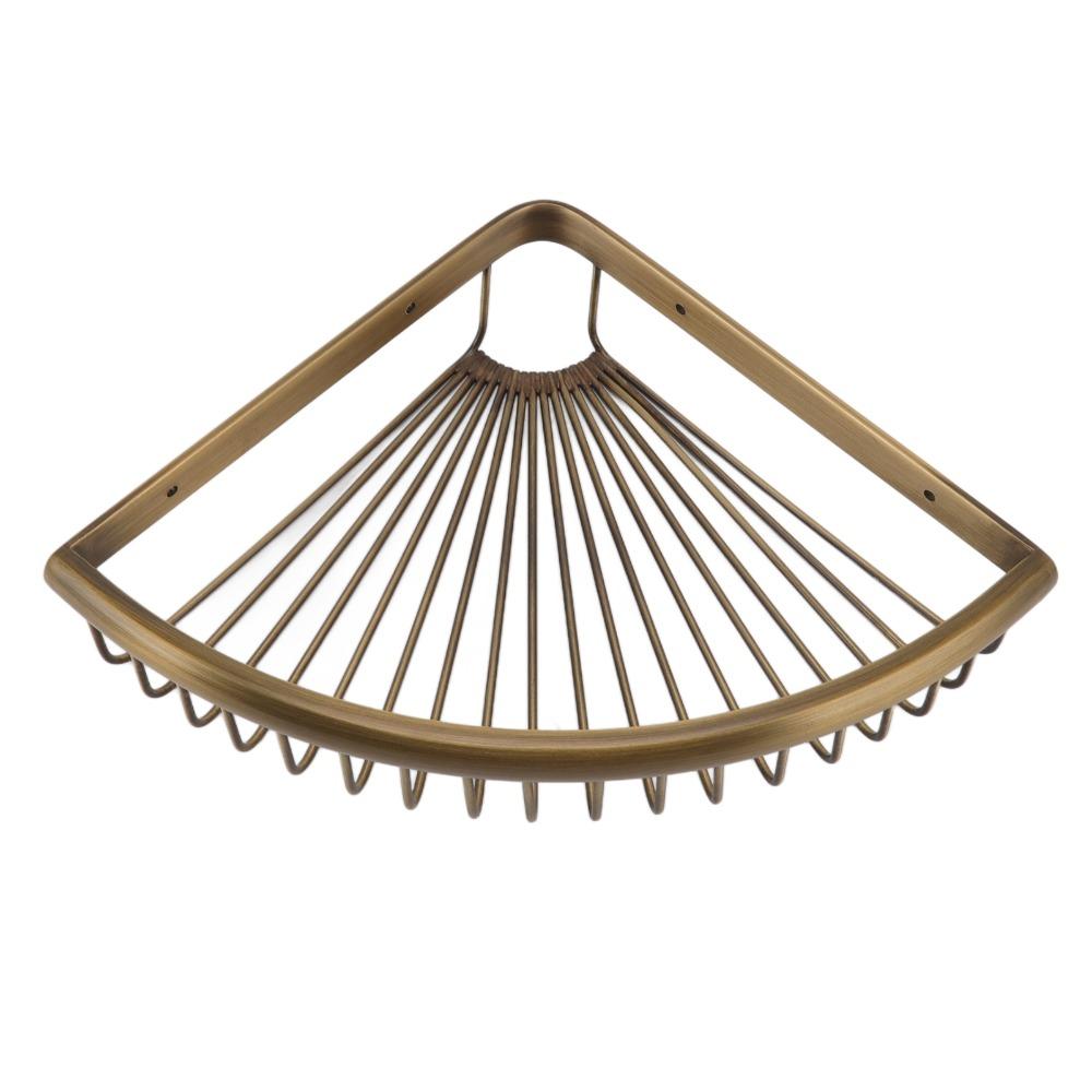 Vintage Style Storage Rack Copper Corner Shelf Practical Corner Shower Basket Space Saving
