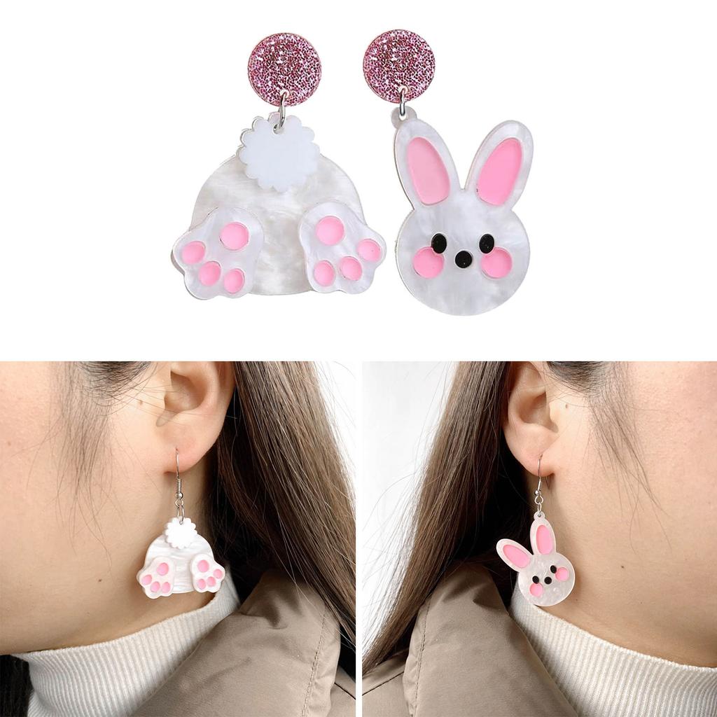 Set of 4 Easter Themed Earrings Rabbit and Eggs Pendant Earring Cute Women Jewelry New Year Gift Festive Ear Adorments