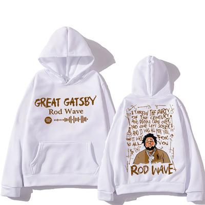 Sudadera con capucha de impresión gráfica de Rod Wave, estilo hip hop grunge, de manga larga y forro polar, ropa casual punk
