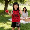 Spiderman Kids Short Sleeve Twopiece Set With Hoodie Cotton Summer Outfit For Children