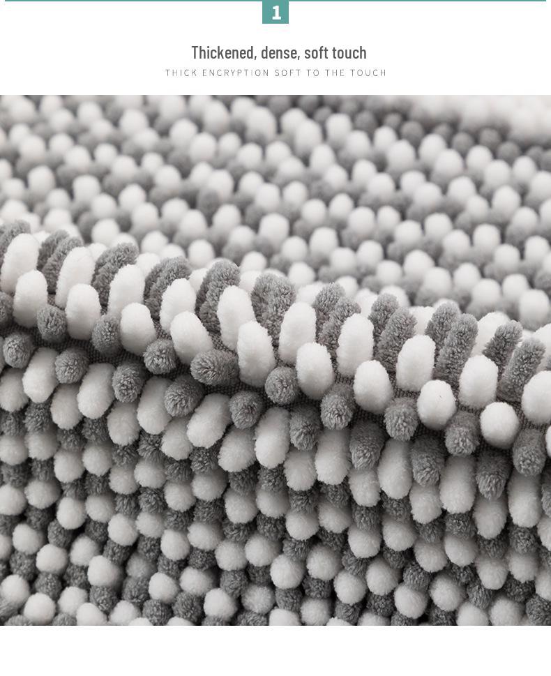 Cationic Chenille Striped Non-Slip Water-Absorbent Doormat for Bathroom and Bedroom Rug.