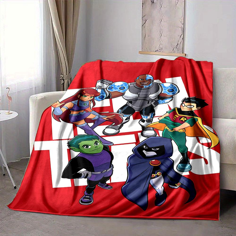 1pc Teen Titans Go! Flannel Throw Blanket - HD Printed Lightweight Soft Warm All-Season Blanket for Sofa, Bed, Travel008