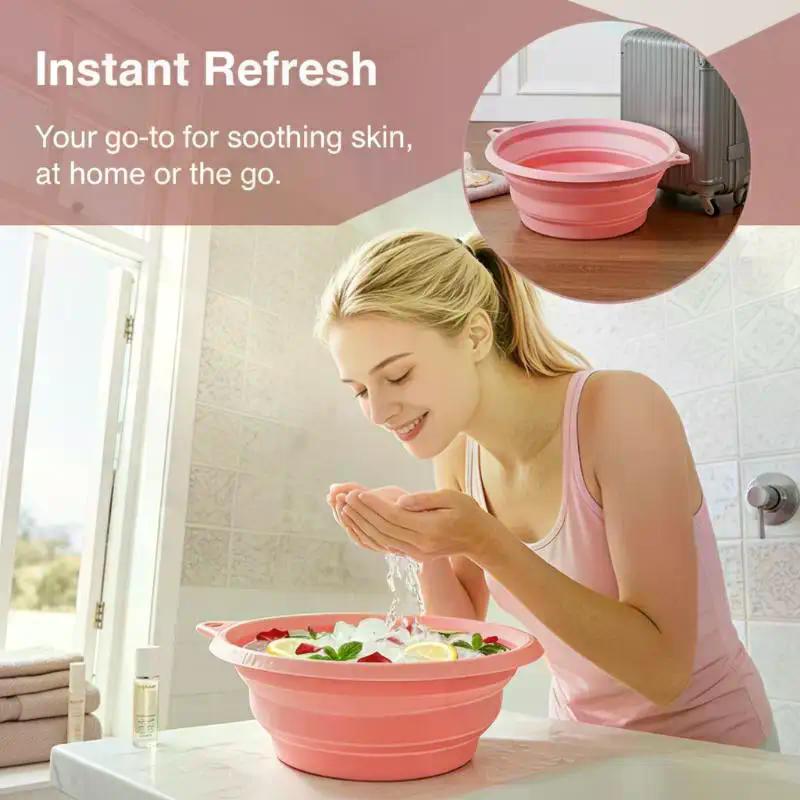 Silicone Foldable Face Ice Bath Bowl For Facial Plunge Dipping Skin Care Tool Home Travel Beauty Essential Multi Purpose Nursing