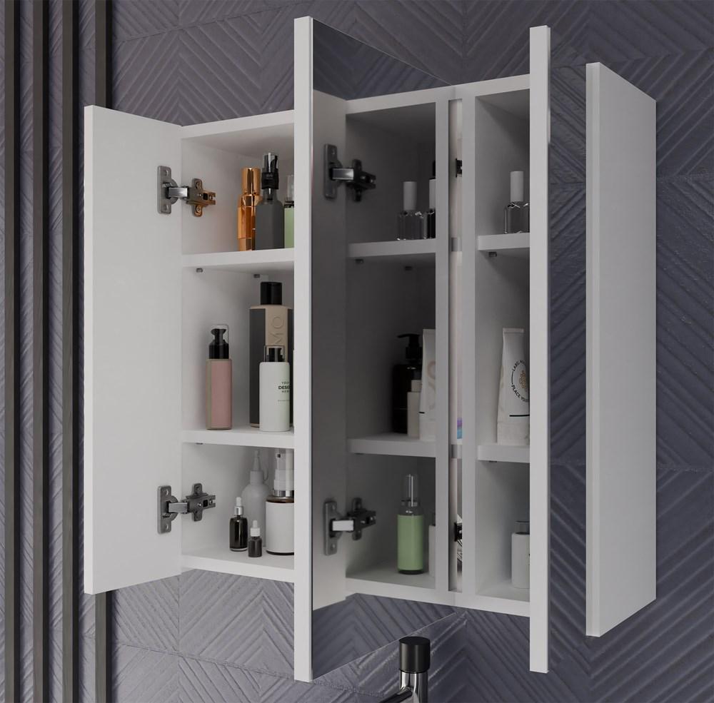 Pola 3L Bathroom Cabinet Wall-mounted With 3 Mirrors Above Sink 3 Doors White