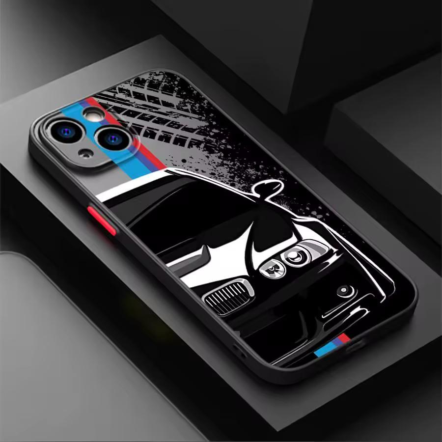 

Спортивный чехол для телефона Power Car M Logo для iPhone 16 Pro 11 12 Mini 13 14 Pro 15 Pro Max 7 8 Plus XR XS MAX Черный с мягким краем For iPhone XS MAX