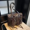 Commuter Vintage Underarm Bag Women's Bow Double Pocket Tote Bag Large Capacity Shoulder Bag