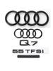 q2 Q7 2016-2024 4Ring logo ABS Black Car Hood Front Grill Emblem Rear Trunk Badge Sticker Q7 Mark Quarrto TFSI Emblem