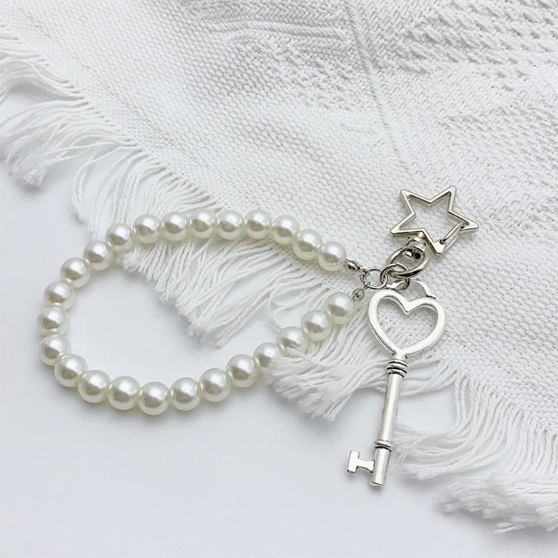 Delicate Hangings Pendant Decoration Fashionable Keychain Pendant Pearls Rings Phone Accessory Chic Purse Hangings