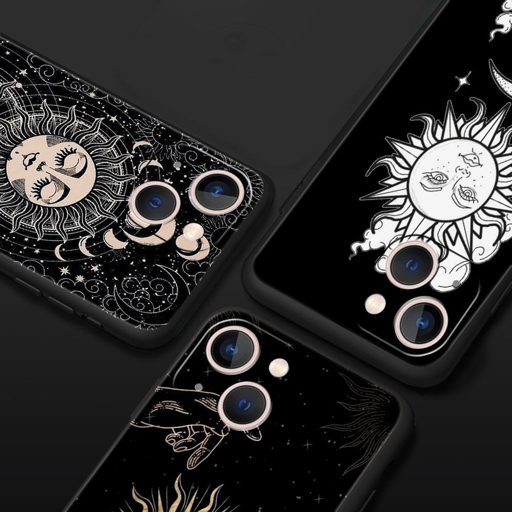 Funny Sun Moon Angel Eyes Luxury Phone Case For iPhone 11 14 15 Pro MAX 12 13 Mini 7 8 Plus X XR XS SE Shockproof Cover Funda