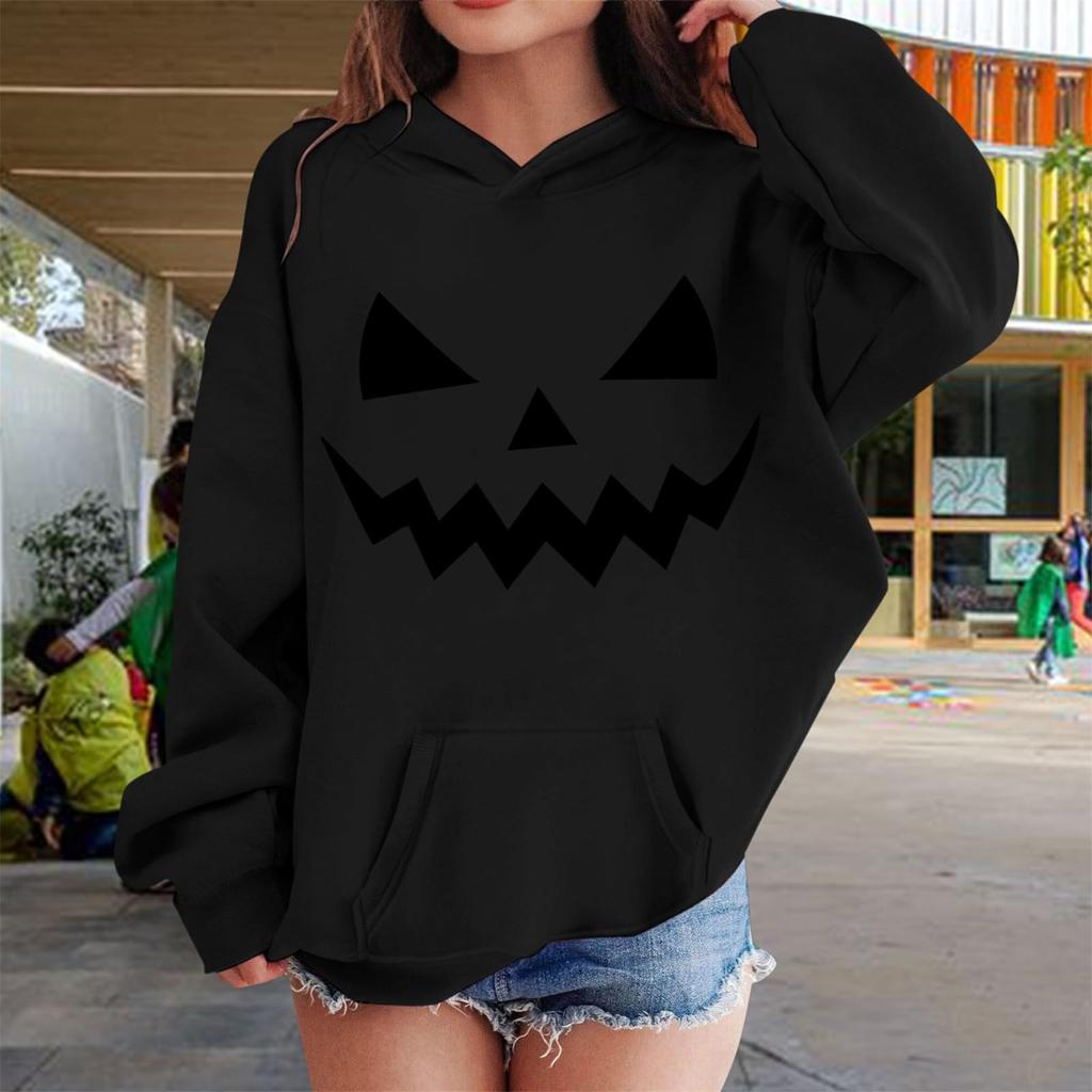 Boys Girls Kids Long Sleeve Hoodie with and Halloween Print for Casual Wear