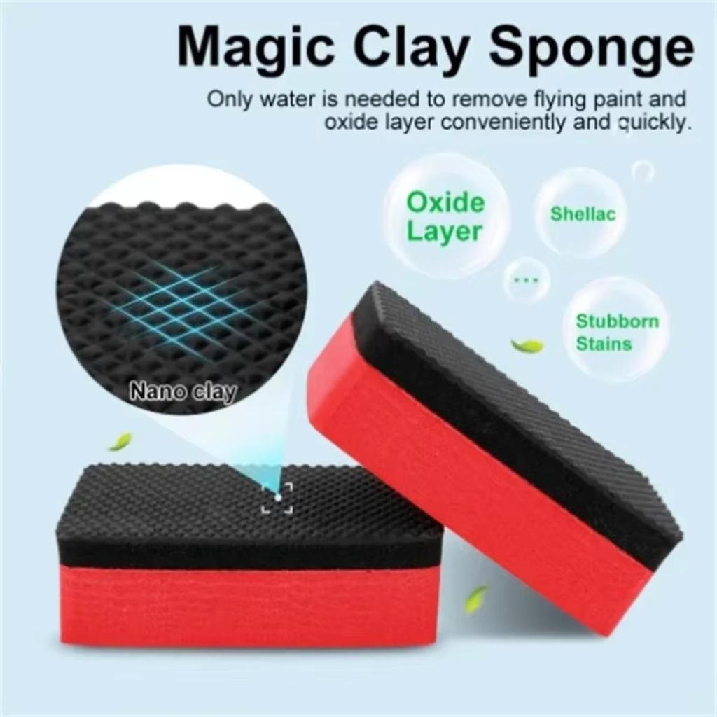 Car Magic Clay Bar Pad Decontamination Sponge Car Detailing Sponge Block Cleaning Smooth Eraser Wax Polish Pad Car Cleaning Tool
