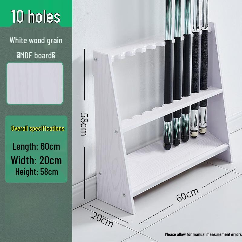 Trapezoidal White Wood Grain 10-Cue Billiard Rack