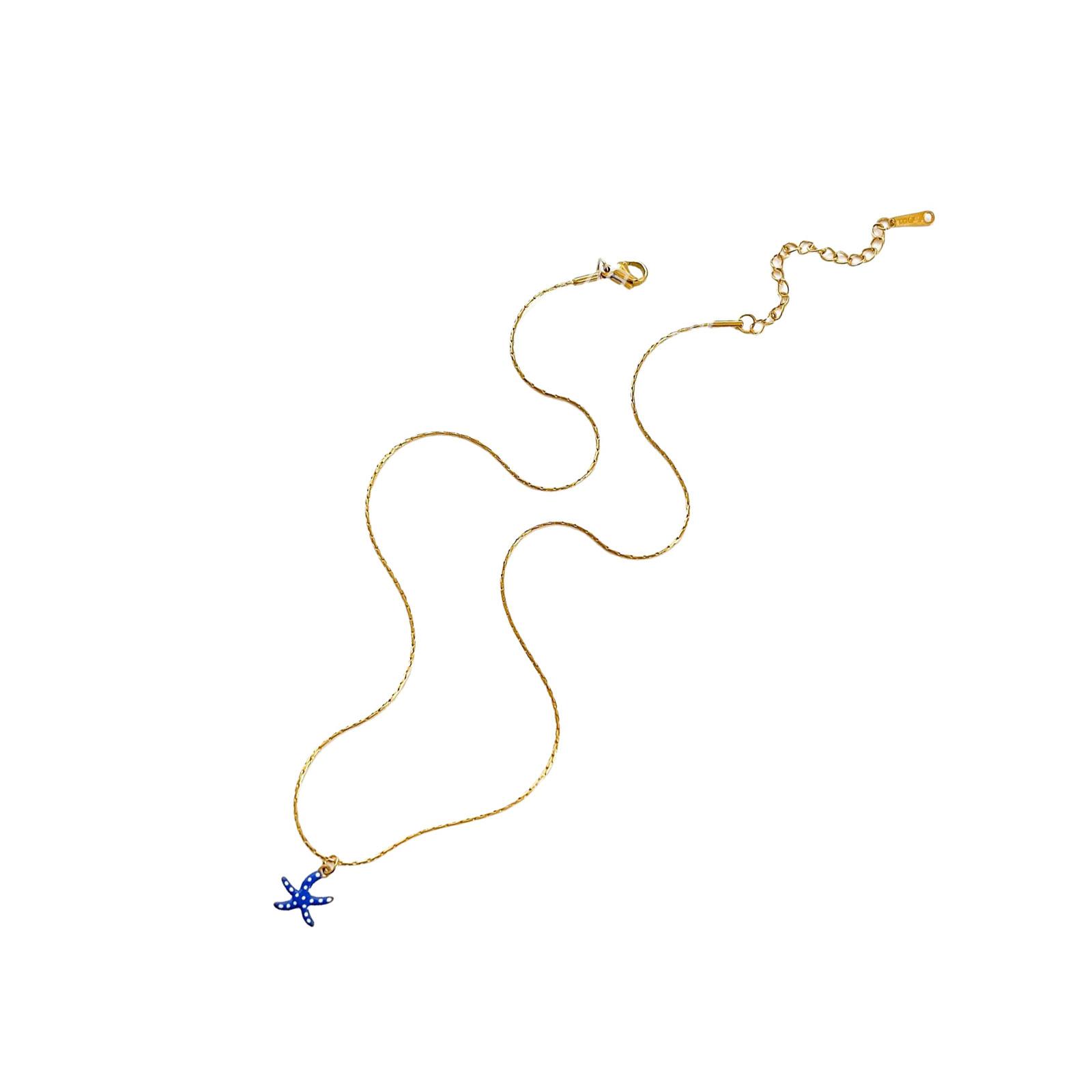 

Colorful Stainless Steel Sea Star Necklace Lightweight Clavicle Chain Fashion Jewelry Adjustable Chain for Daily Wear синий