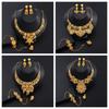 4pcs Luxury 24k Gold Color Zircon Set For Women Dubai Bridal Wedding Necklace And Earrings Set African Choker Party Gifts