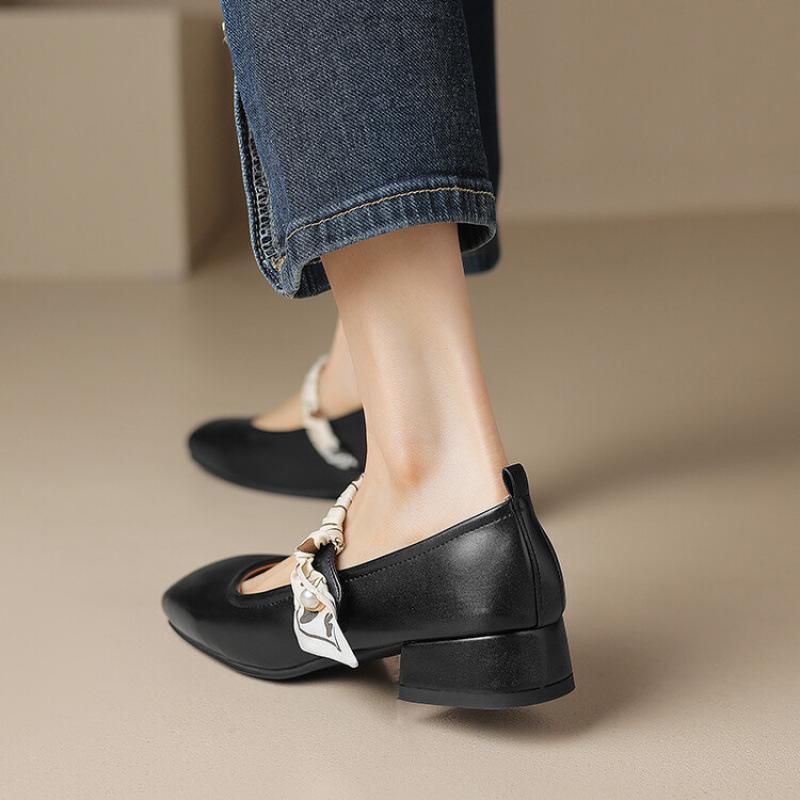 

New women s fashion single shoes cover feet square head low top shallow mouth four seasons wear women s shoes square heel soft sole comfortable smal 39