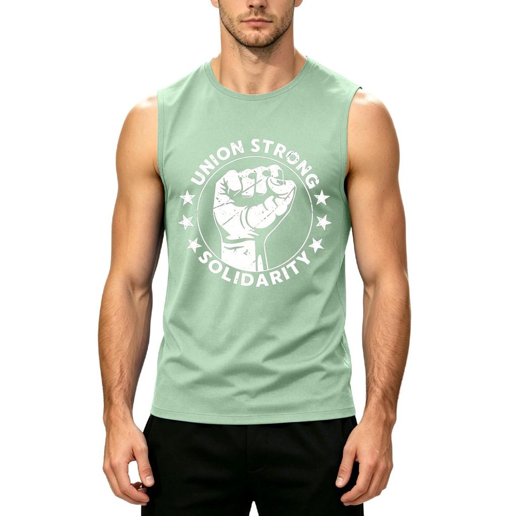 Men's Sleeveless Tank Top Casual Muscle Shirt Labor Day Printed Graphic Tee Summer Workout Gym Apparel