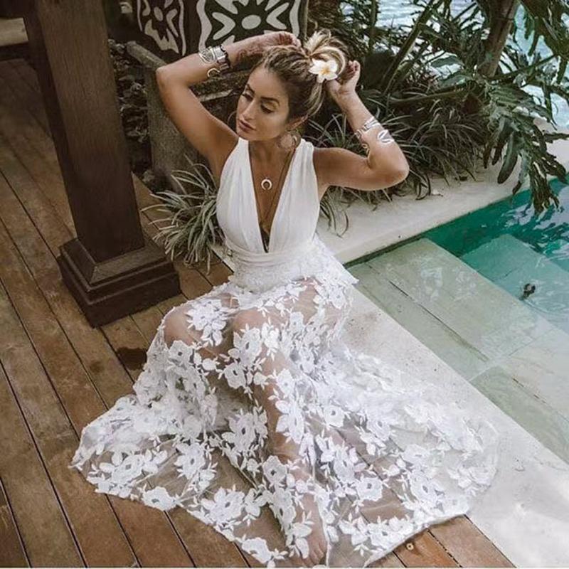 

Spring and suer new women s dress sexy lace hollow backless beach dress long dress S слоновая кость