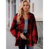 Ladies' Plush Fleece Winter Coat - Grid High Stretch Coat, Middle Eastern Elegant Collection, Machine Washable for Autumn and Winter