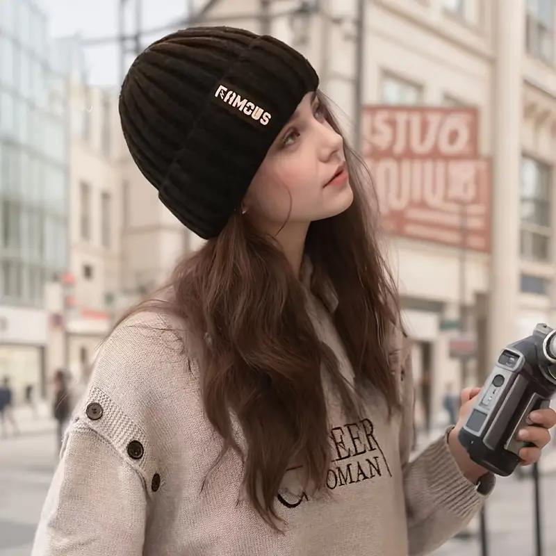 Winter Brief Woolen Hüte Weibliche Koreanische Mode Warme Gestrickte Kappe Gehörschutz Hüte