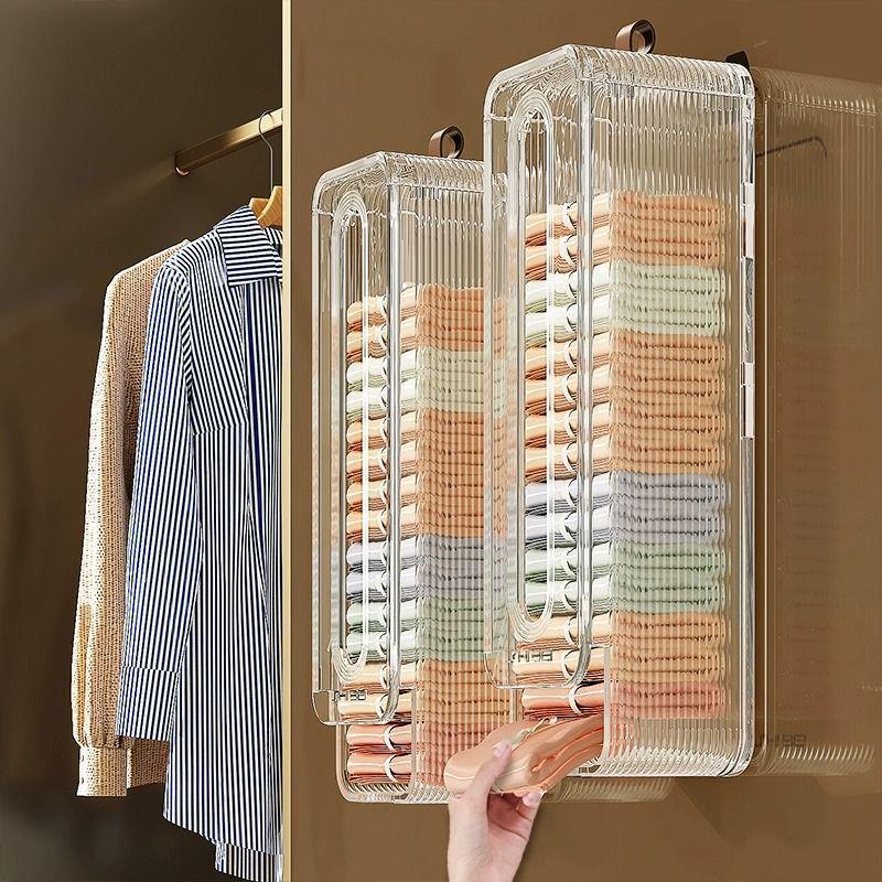 Wall-Mounted Lingerie & Sock Organizer: Underwear Storage Box with Camisole & Shorts Hangers