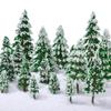 Xmas Decoration 6 Sizes of Mini Snow Pine Model Trees Scenery Trees for Christmas Decoration Winter Ornaments Crafts for Home
