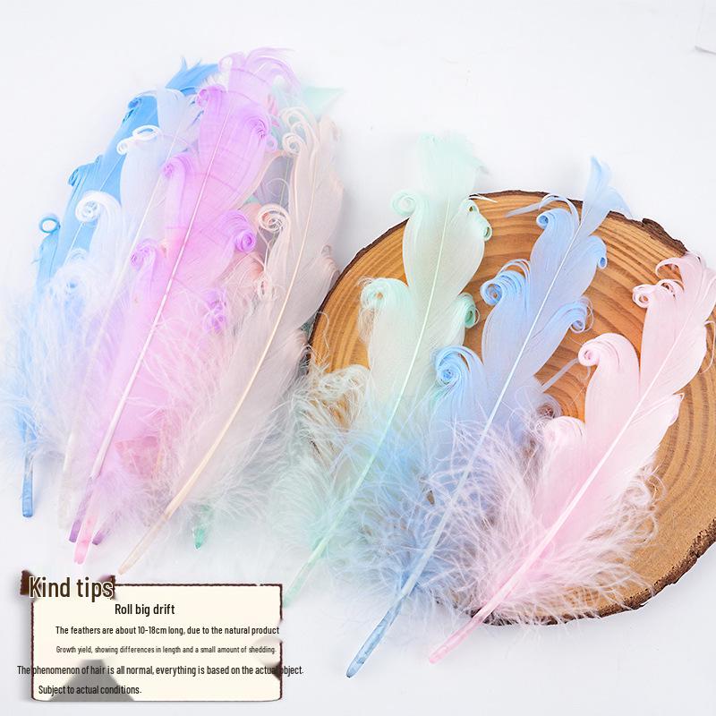DIY Handmade White Large Curly Feather Accessories for Hats, Clothing, and Bags