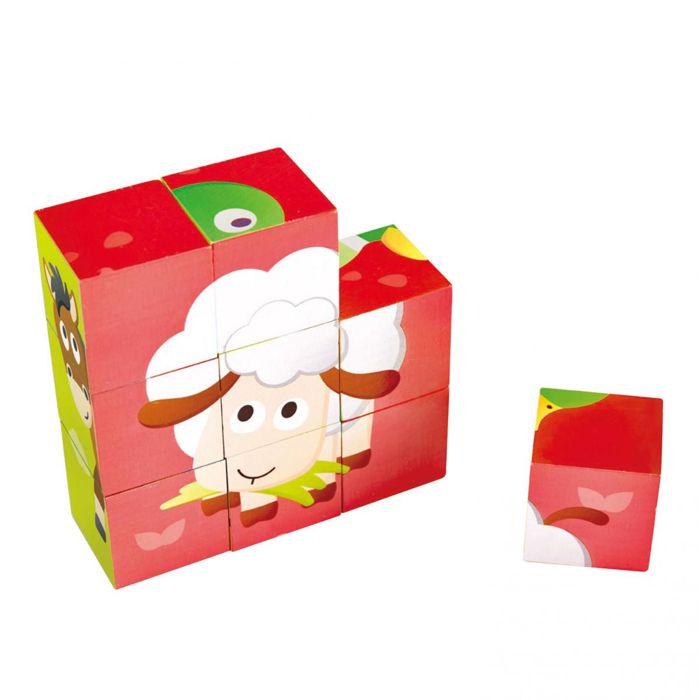 Puzzle En Blocs De Bois Animaux De La Ferme - HAPE - 9 Pièces - Pour Enfants De 2 À 6 Ans