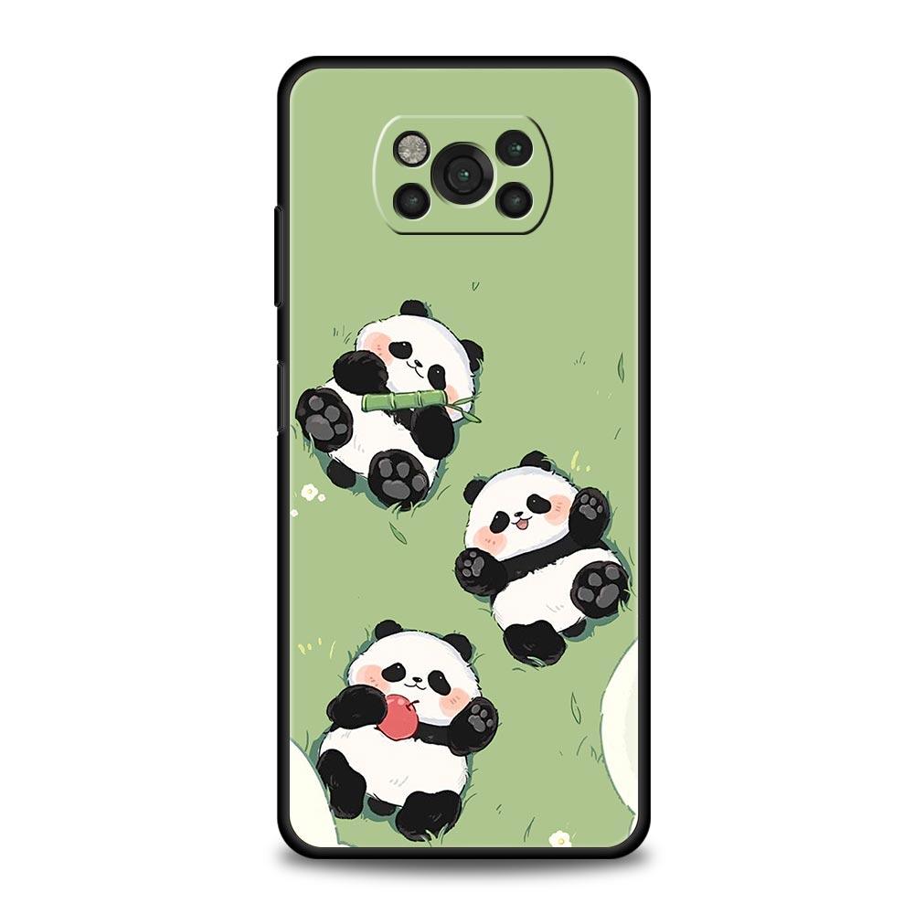 

Cute Panda Climbing Bamboo Phone Case For For Xiaomi Poco X6 X5 Pro X4 X3 NFC F5 Pro F4 F3 GT M5 M4 Pro 5G M3 C51 C50 C55 Cover Poco X6 Pro