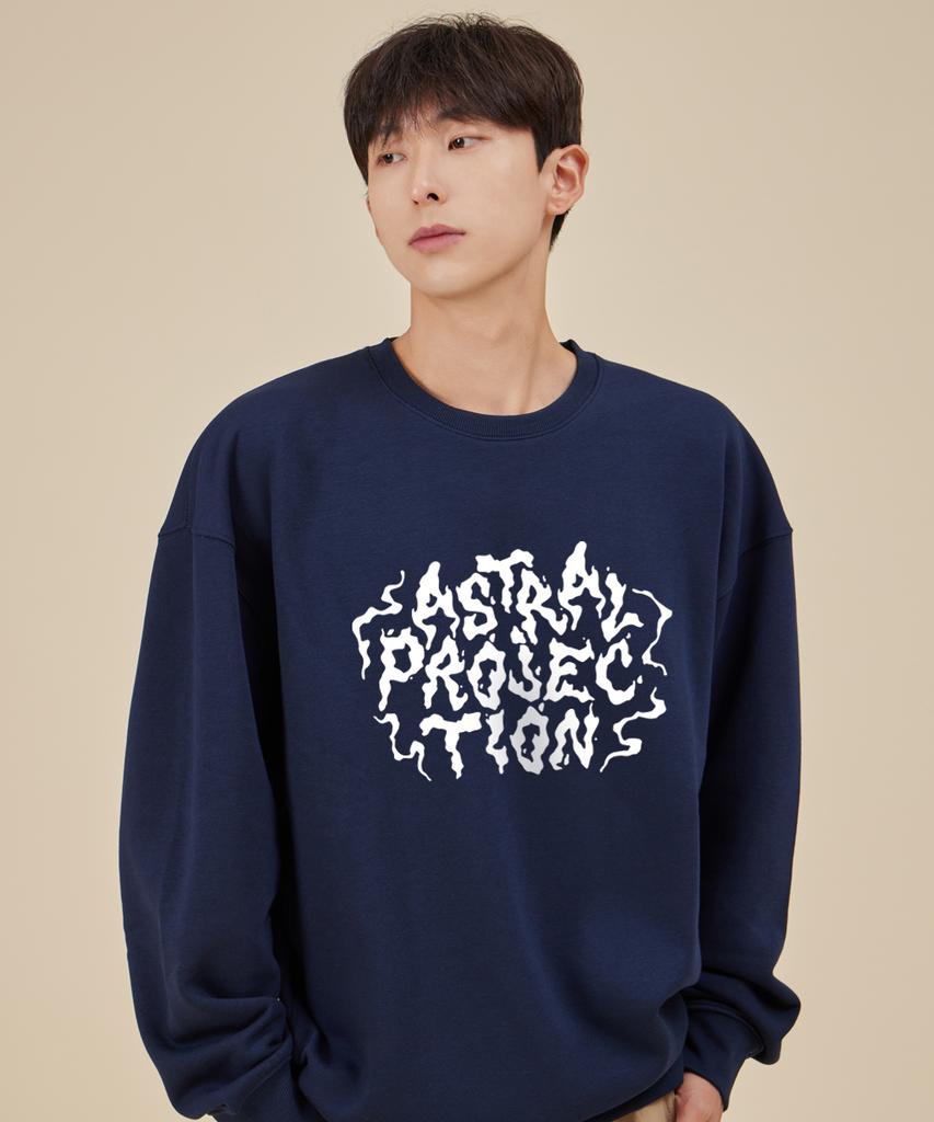 ASTRAL PROJECTION Hayes Lettering Loose Fit Sweatshirt_Navy