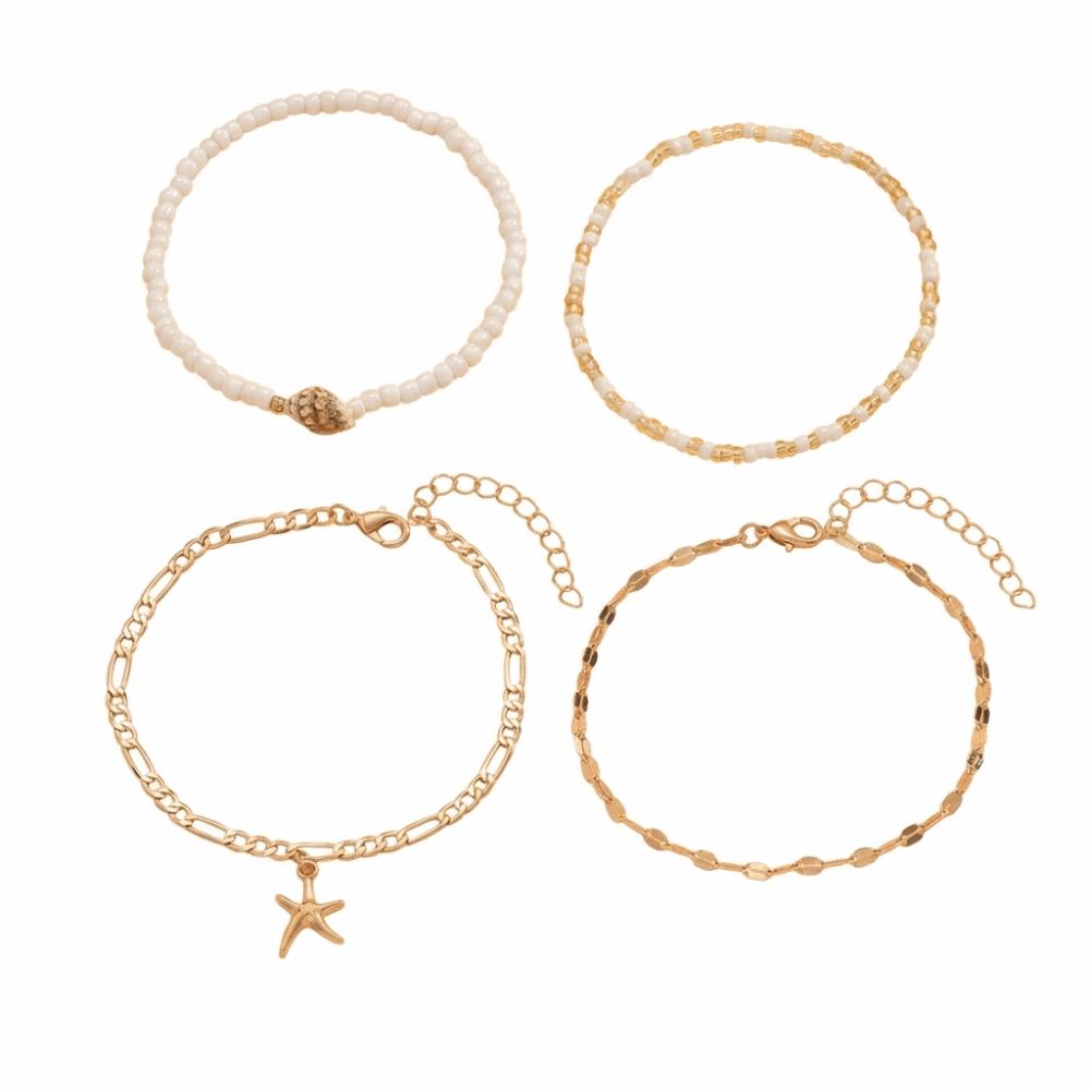 Chaîne de Pied Étoile de Mer Perle Bijoux de Plage Simple Cheville Perles Vacances