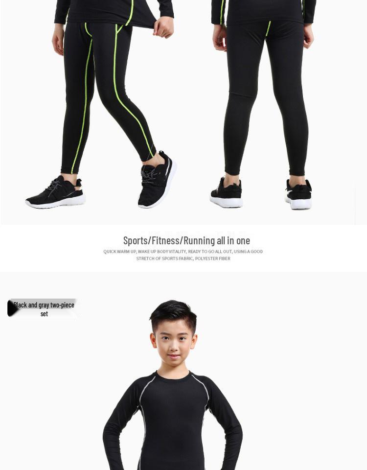 Boys' Quick-Dry Running Tights & Fitness Base Layer Set for Autumn/Winter