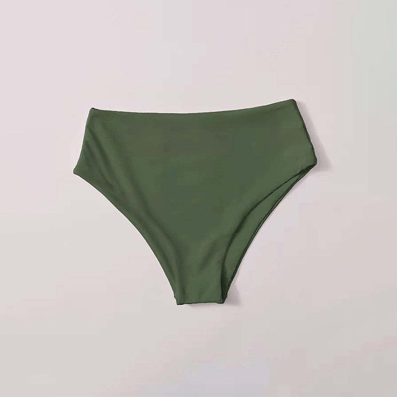

2025 Жіночий однотонний купальник бікіні трикутної форми з високою посадкою Small армія зелений колір